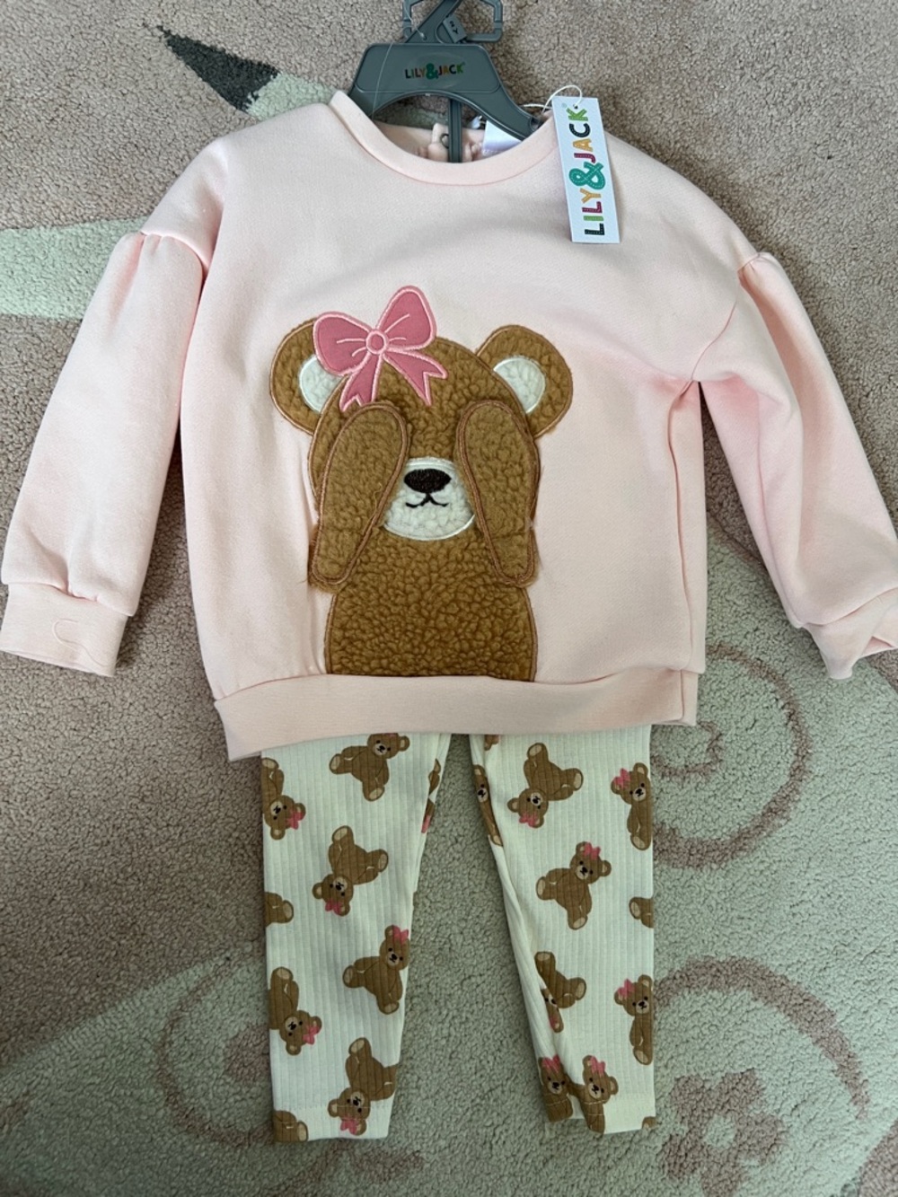 Pink Teddy Bear Kids Matching Set